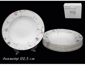 Набор из 6 глубоких тарелок 22,5см Lenardi Английский сад 125-153