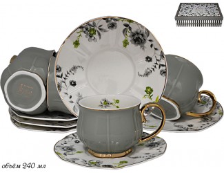 Набор чайных пар 12 предметов на 6 персон Lenardi, серый 133-112