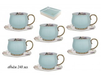 Набор чайных пар на 6 персон 12 предметов Lenardi голубой 133-206