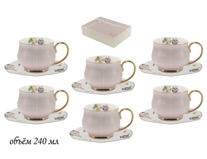 Набор чайных пар на 6 персон 12 предметов Lenardi бежевый 133-207