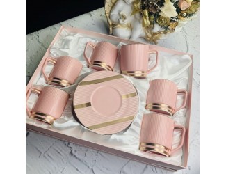 Набор чайных пар на 6 персон 12 предметов 240мл Lenardi 133-259 розовый