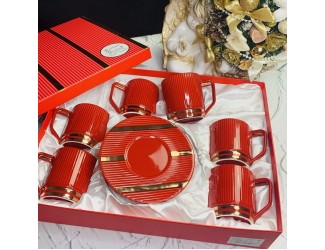Чайный набор 12предметов 240мл Lenardi Эллада красный 133-264