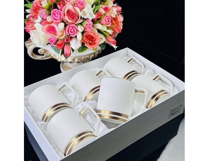  Набор из 6 кружек 400мл Lenardi Эллада 133-265 белый