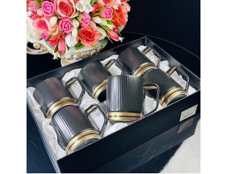  Набор из 6 кружек 400мл Lenardi Эллада 133-266 чёрный