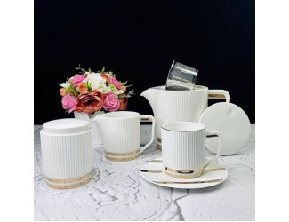 Чайный сервиз на 6 персон 15 предметов 240 мл Lenardi Эллада 133-271 белый