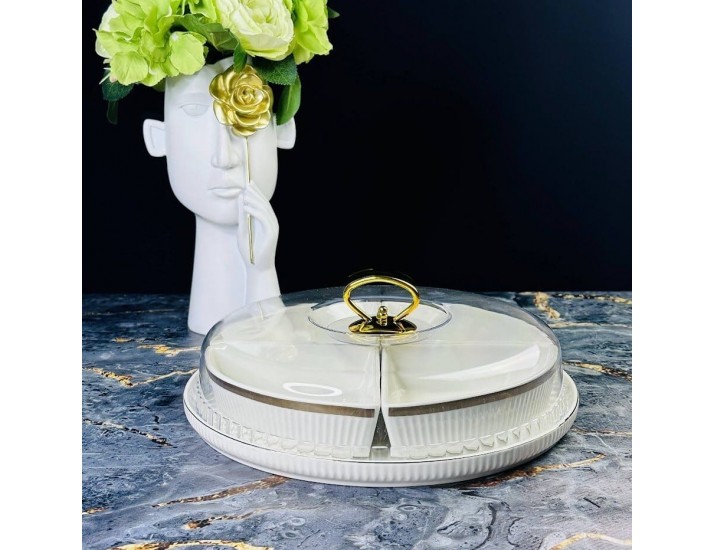 Менажница 28см ЭЛЛАДА с крышкой Lenardi Эллада 133-279 белая