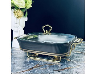 Сервировочный мармит 33см на подставке Lenardi Эллада 133-284 чёрный