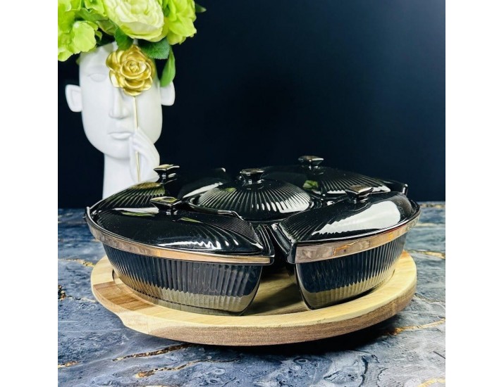 Менажница 30,5см на вращающейся подставке Lenardi Эллада 133-286 чёрная