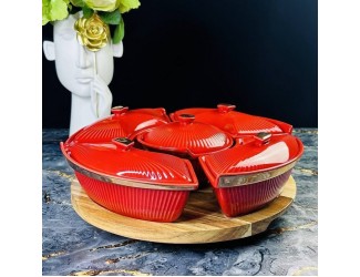 Менажница 30,5см ЭЛЛАДА на вращающейся подставке Lenardi Эллада 133-287 красная