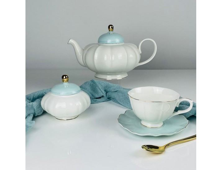 Чайный сервиз на 6 персон 14 предметов Lenardi 133-408 голубой