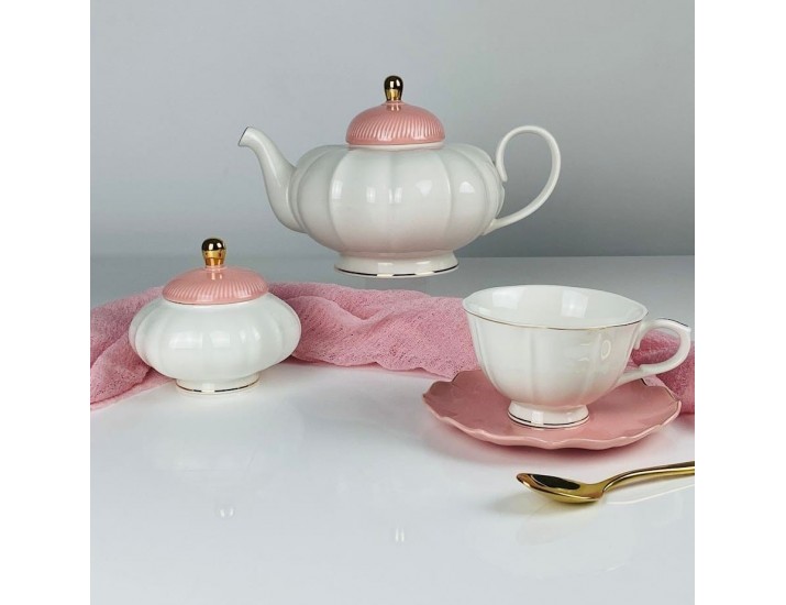 Чайный сервиз на 6 персон 20 предметов Lenardi 133-413 розовый