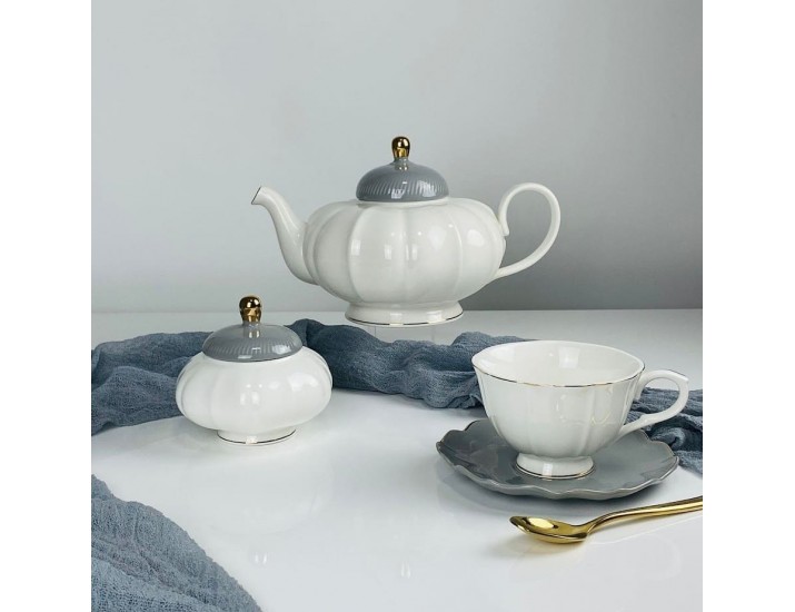 Чайный сервиз на 6 персон 20 предметов Lenardi 133-414 серый