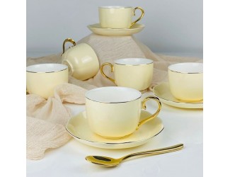 Набор чайных пар на 6 персон 12 предметов 240мл Lenardi 3-419 жёлтый