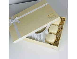 Набор чайных пар на 6 персон 12 предметов 240мл Lenardi 3-419 жёлтый