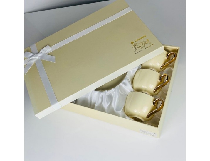 Набор чайных пар на 6 персон 12 предметов 240мл Lenardi 3-419 жёлтый