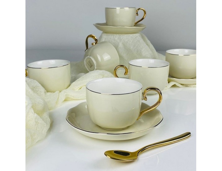 Набор чайных пар на 6 персон 12 предметов 240мл Lenardi 133-421 серый