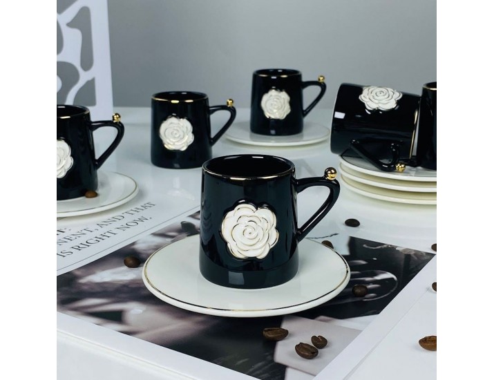 Набор кофейных пар на 6 персон 12 предметов 95мл Lenardi 133-454