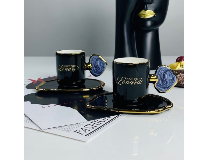 Набор кофейных пар на 2 персоны 4 предмета 95мл Lenardi 133-466