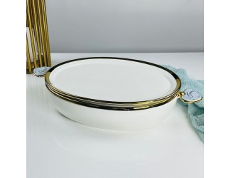 Овальное блюдо 44х25,5х7,5см с крышкой/блюдо Lenardi Лазурит 133-474