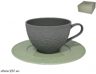 Чашка с блюдцем 250мл Lenardi GREENBLACK 135-016/1