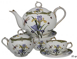 Чайный сервиз на 6 персон 16 предметов Lenardi Ирисы 135-038
