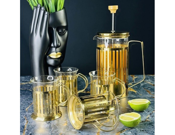 Френч-пресс 1000мл и 4 стакана 200мл Lenardi 139-033