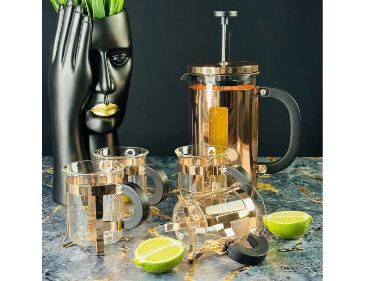 Френч-пресс 1000мл и 4 стакана 200мл Lenardi 139-035
