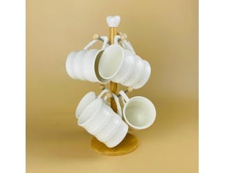 Набор 6 кружек 340мл на подставке Lenardi Bamboo 140-153