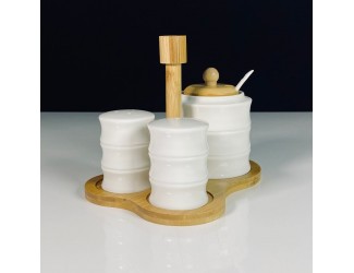 Набор для специй с сахарницей 300мл на подставке Lenardi Bamboo 140-158