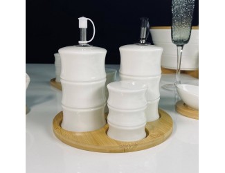Набор для специй  и бутылки для масла/уксуса 4пр. на подставке Lenardi Bamboo 140-161