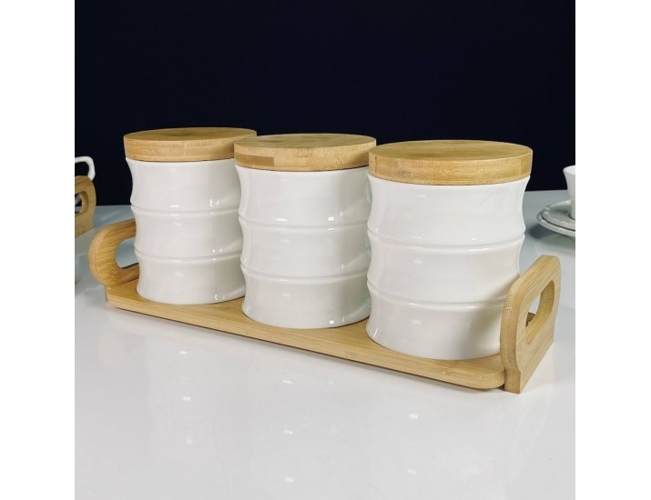 Набор из 3 банок 900мл. на подставке Lenardi Bamboo 140-168