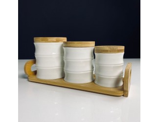 Набор из 3 банок 320/400/850мл. на подставке Lenardi Bamboo 140-169