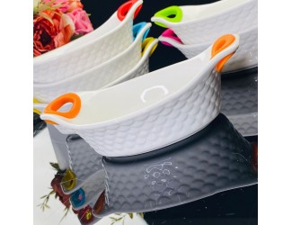 Набор из 6 овальных салатников 17см с силикон.ручками 142-031