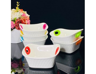 Набор из 6 квадратных салатников 13см с силикон.ручками 142-062