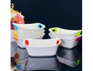 Набор из 6 прямоугольных салатников 15см с силикон.ручками 142-064