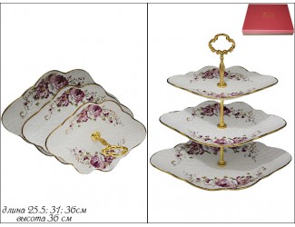 Этажерка(горка) трёхъярусная 25,5*31*36см Lenardi Азалия Мраморная 144-144
