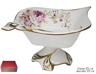 Фруктовница на ножке 45см Lenardi Азалия Мраморная 144-150