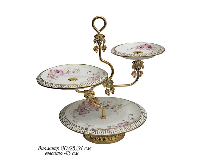 Этажерка(горка) трёхъярусная 20*25*31см Lenardi Азалия Мраморная 144-200