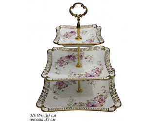 Этажерка(горка) трёхъярусная 18*24*30см Lenardi Азалия Мраморная 144-201