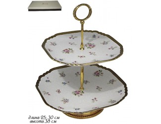 Этажерка(горка) двухъярусная 25*30см Lenardi Анемон Мраморный 144-282