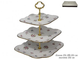 Этажерка(горка) трёхъярусная 25*30*35см Lenardi Анемон Мраморный 144-283