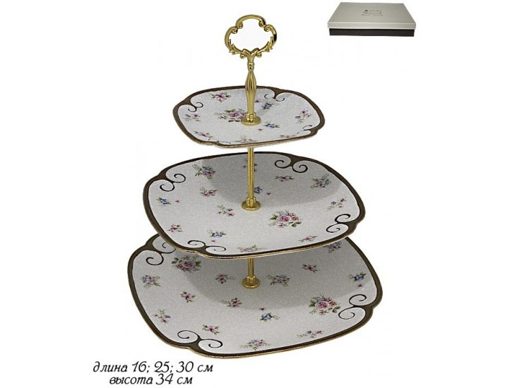 Этажерка(горка) трёхъярусная 16*25*30см Lenardi Анемон Мраморный 144-286