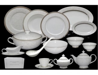Чайно-столовый сервиз на 12 персон 100 предмета Lenardi Серый шёлк 145-140