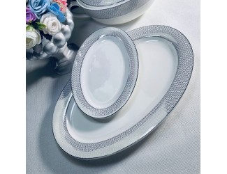 Овальное блюдо 35,5см Lenardi Севилья серебро 145-561