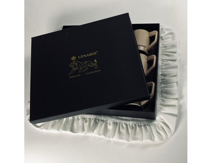 Набор кофейных пар на 6 персон 12 предметов 120мл Lenardi 155-002 пыльная роза