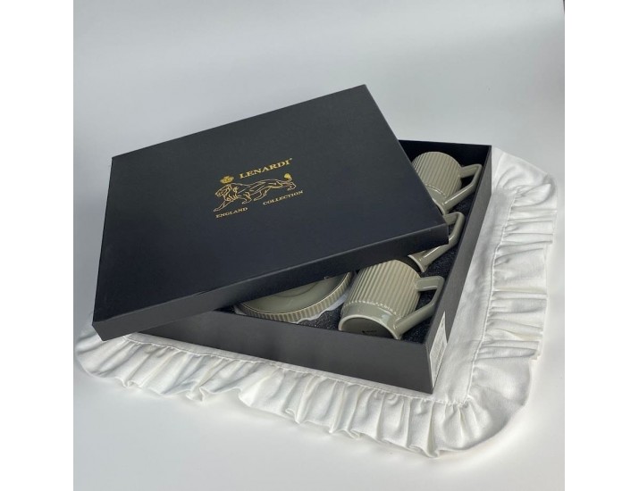 Набор кофейных пар на 6 персон 12 предметов 120мл Lenardi 155-003 серый