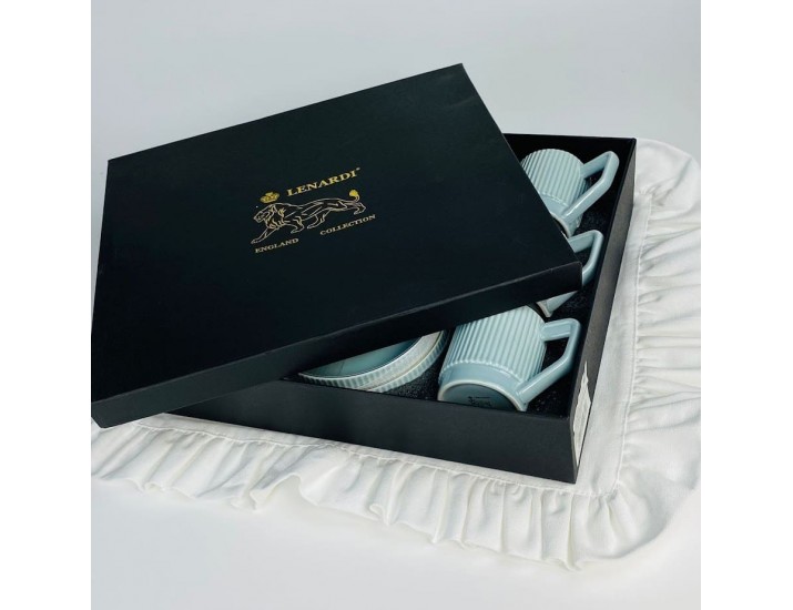 Набор кофейных пар на 6 персон 12 предметов 120мл Lenardi 155-005 голубой