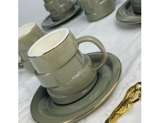 Набор кофейных пар на 6 персон 12 предметов 140мл Lenardi 155-008 серый