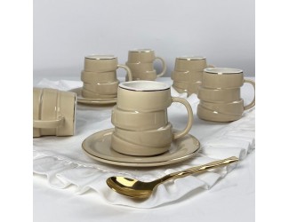 Набор кофейных пар на 6 персон 12 предметов 140мл Lenardi 155-010 бежевый