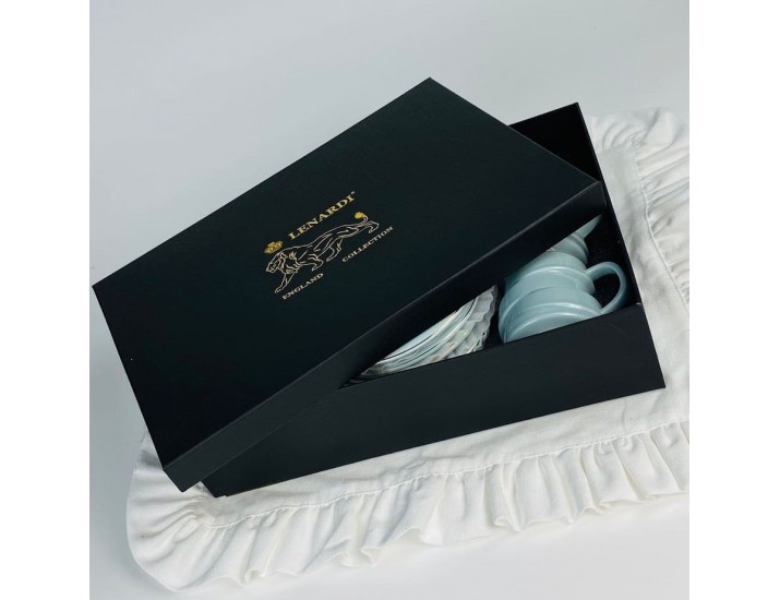 Набор кофейных пар на 6 персон 12 предметов 140мл Lenardi 155-012 голубой